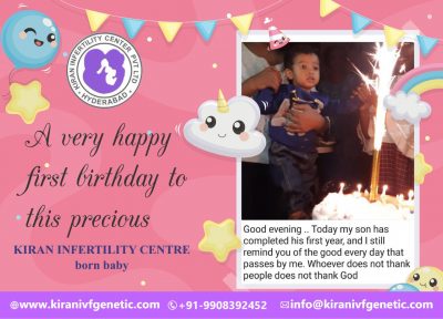 A very happy first birthday to this precious KIRAN INFERTILITY CENTRE born baby