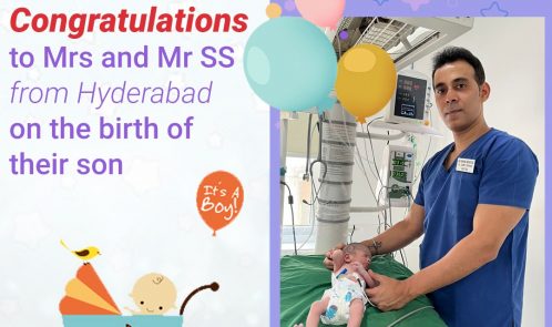Congratulations to the new Parents Mrs. and Mr. SS from Hyderabad on the birth of their Son